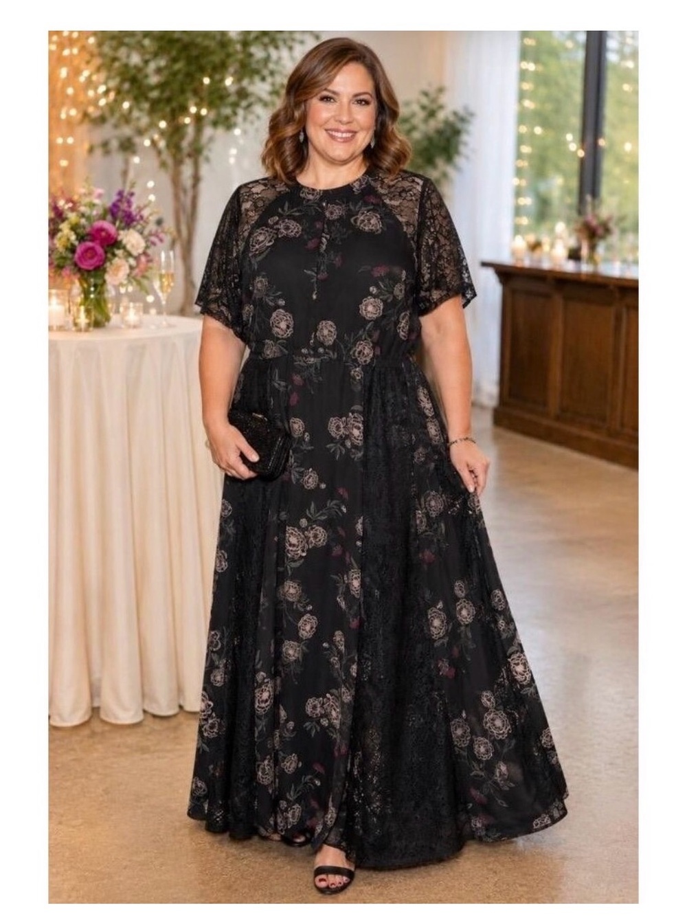 Torrid Black Floral Lace Maxi Dress